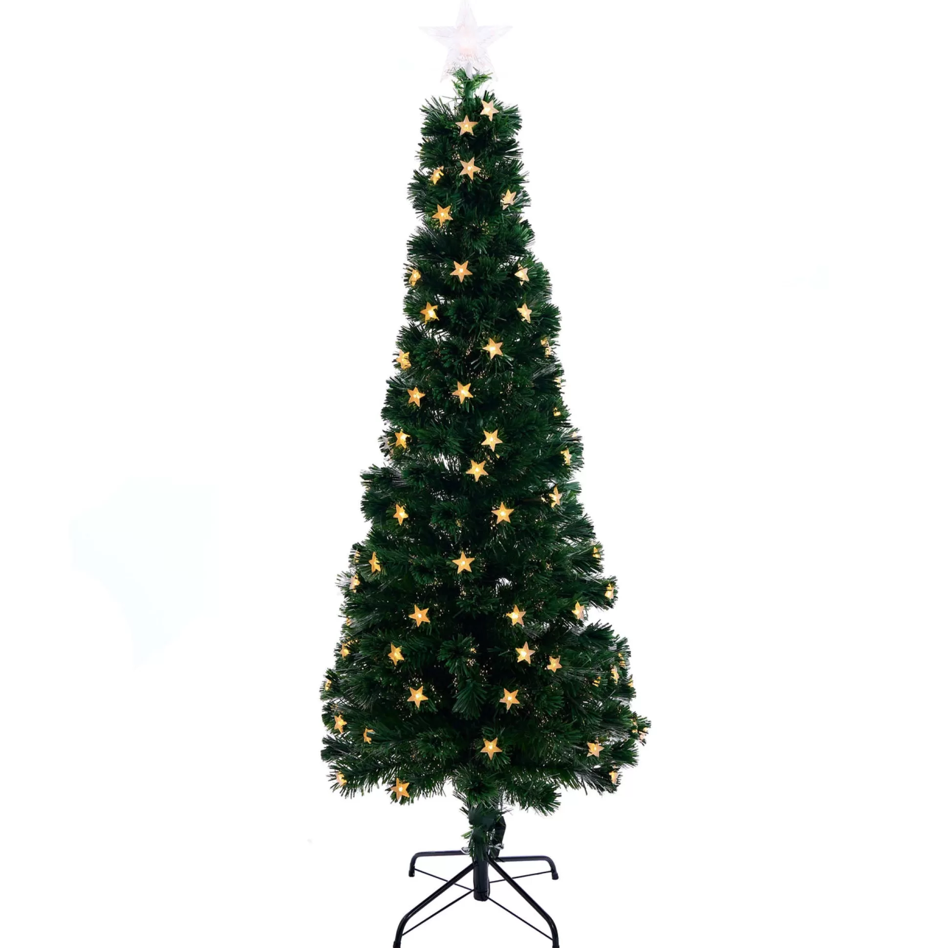 Fibre Optic Trees>Christmas World Fibre Optic Tree With 3D Stars Led Warm White (1.8M)
