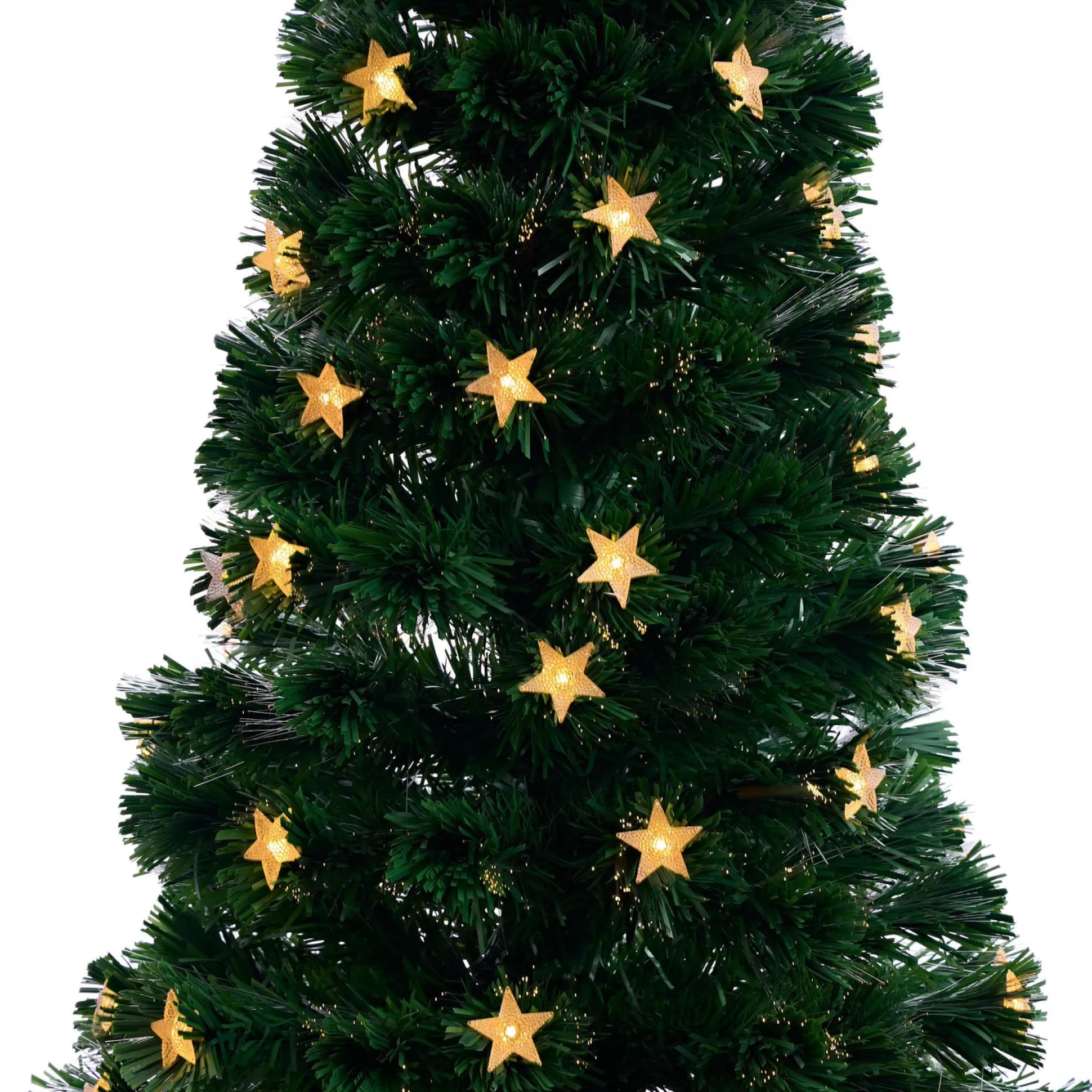 Fibre Optic Trees>Christmas World Fibre Optic Tree With 3D Stars Led Warm White (1.8M)