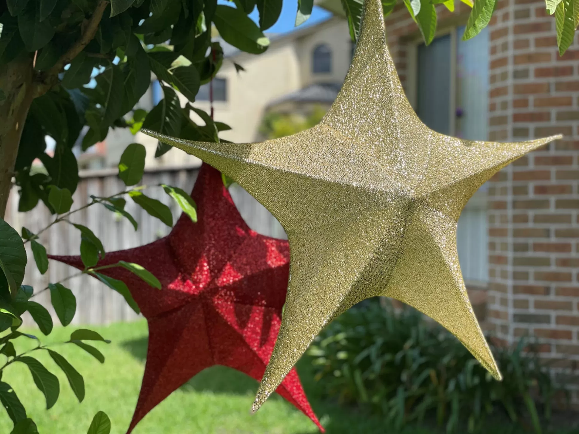 Hanging Decorations>Christmas World Pop Up Tinsel Star (65Cm) 2 Asst