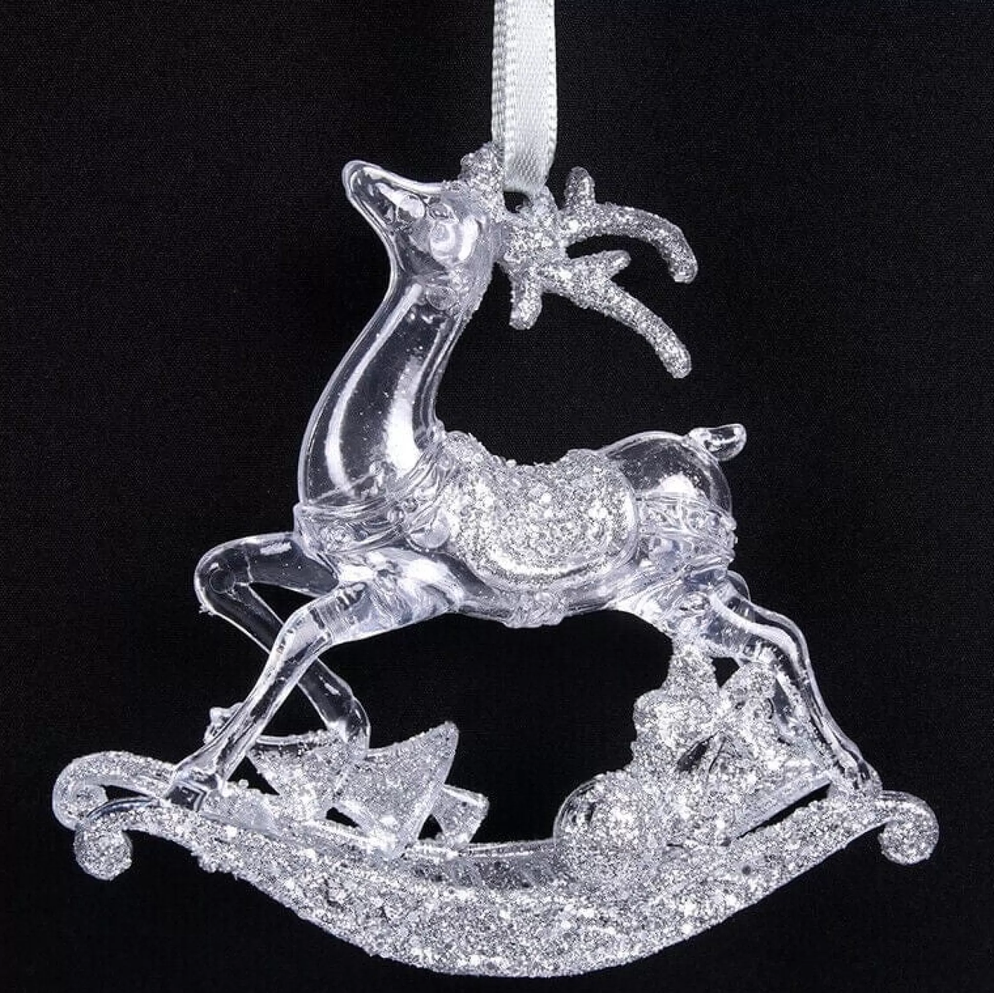 Hanging Decorations>Christmas World Rocking Horse Tree Ornament With Silver Finish (10Cm)
