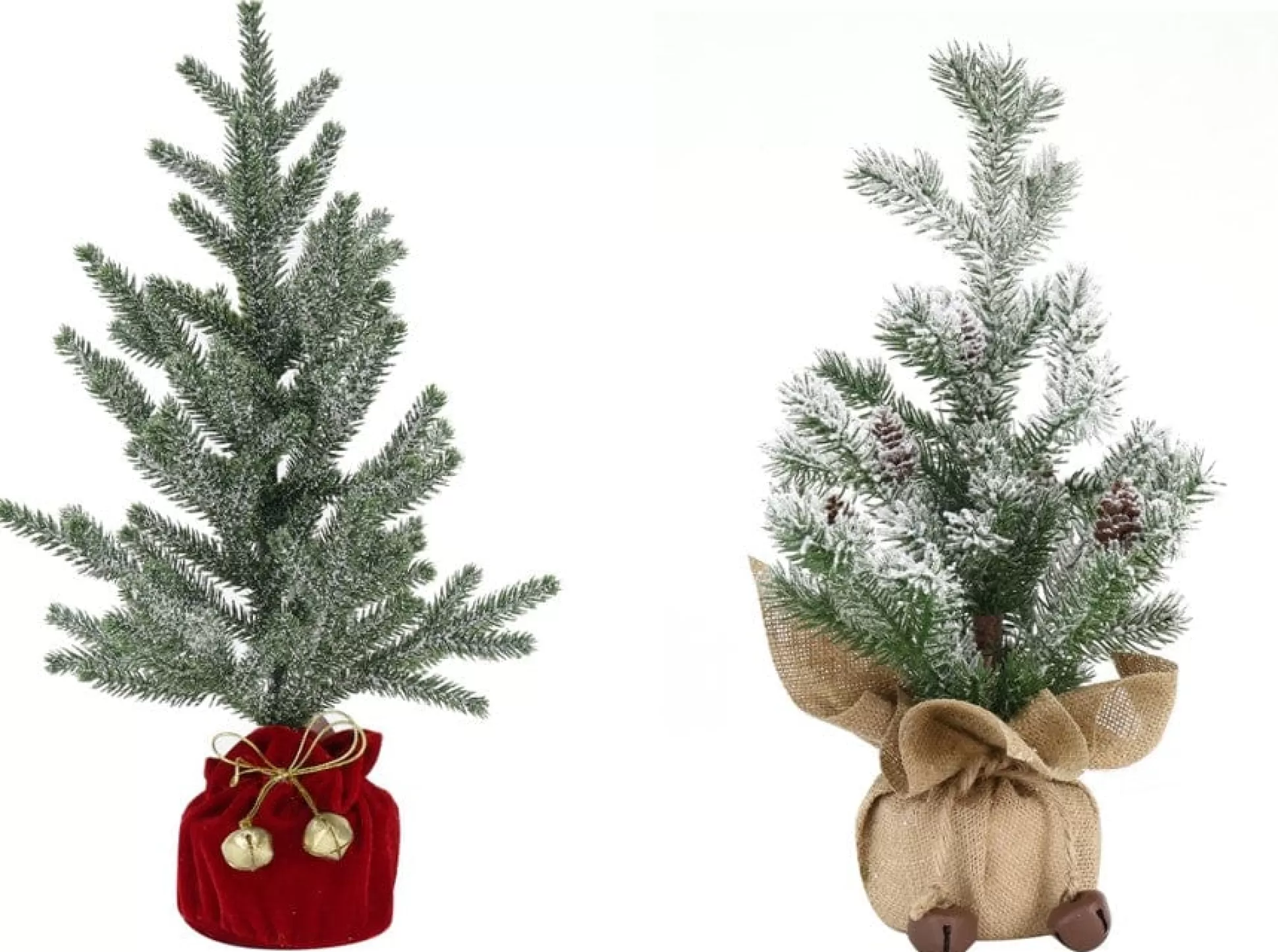 Potted & Table Top Trees>Christmas World Tree In Potted Sack With Nutbells Asst (42/45Cm) - Burlap Sack